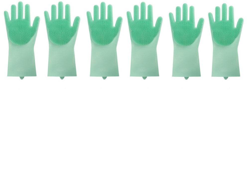 Silicone Heat-resistant Cleaning Brush Scrubbing Gloves - Mubimart