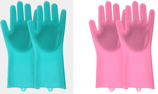 Silicone Heat-resistant Cleaning Brush Scrubbing Gloves - Mubimart