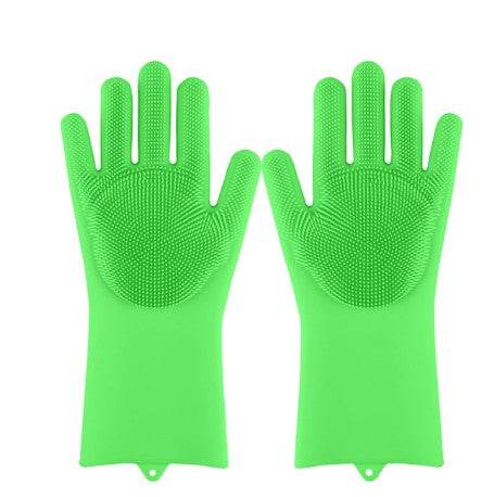 Silicone Heat-resistant Cleaning Brush Scrubbing Gloves - Mubimart