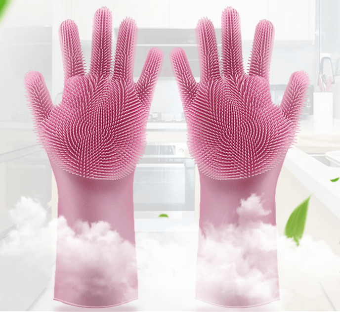 Silicone Heat-resistant Cleaning Brush Scrubbing Gloves - Mubimart