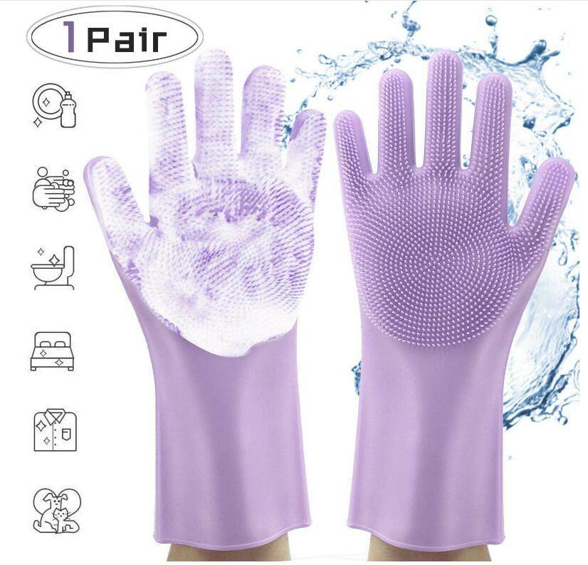 Silicone Heat-resistant Cleaning Brush Scrubbing Gloves - Mubimart