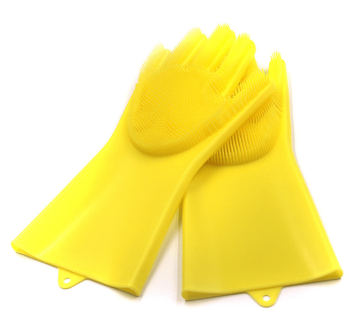 Silicone Heat-resistant Cleaning Brush Scrubbing Gloves - Mubimart