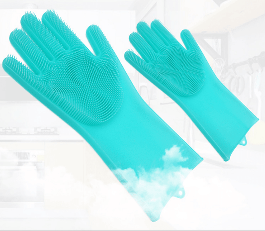 Silicone Heat-resistant Cleaning Brush Scrubbing Gloves - Mubimart