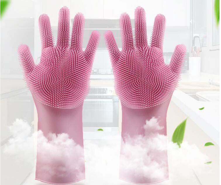 Silicone Heat-resistant Cleaning Brush Scrubbing Gloves - Mubimart