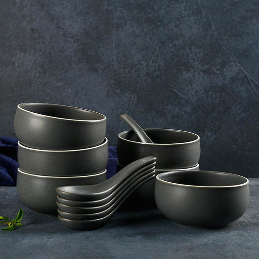 Simple Ceramic Tableware Western Food Bowls Underglaze Plates - Mubimart