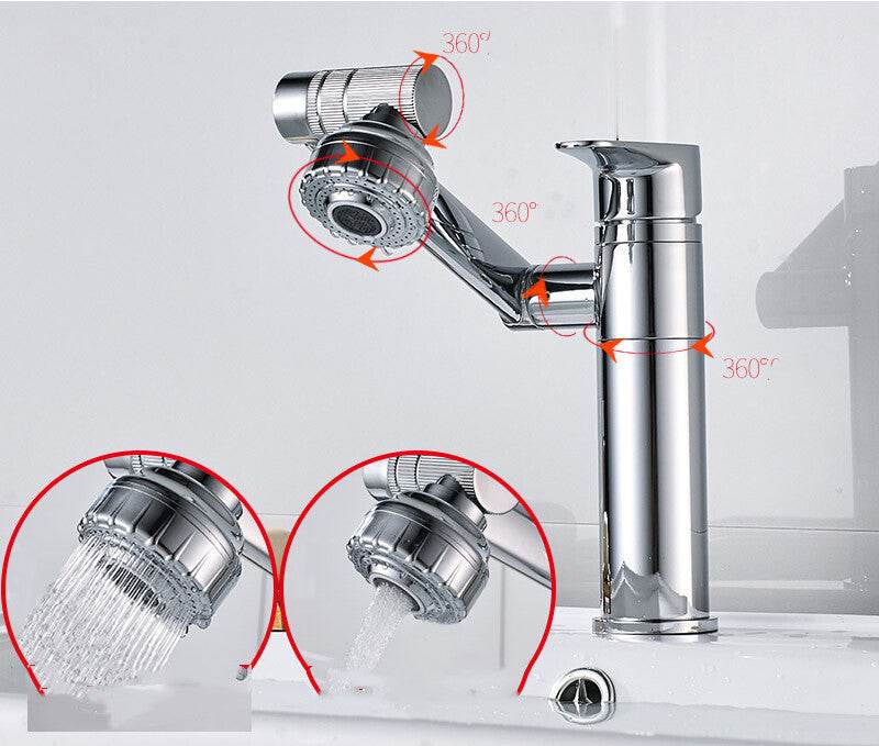 Single Hole Hot And Cold Water Faucet Universal Swivel Basin Faucet - Mubimart