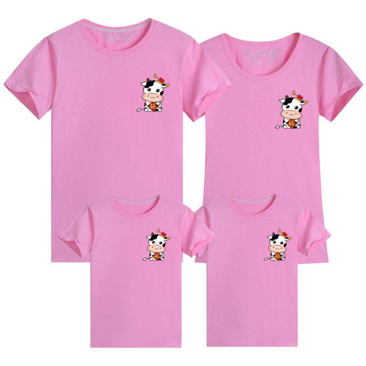 Small Picture Print Short-sleeved Cute Parent-child Outfit - Mubimart