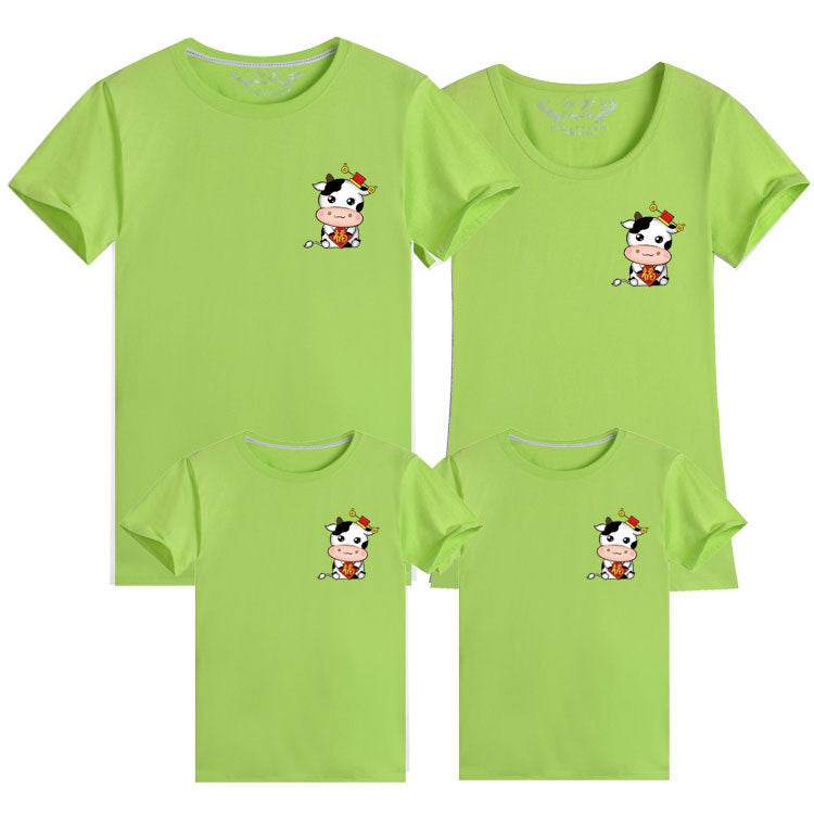 Small Picture Print Short-sleeved Cute Parent-child Outfit - Mubimart
