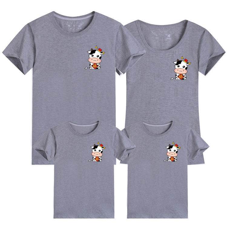 Small Picture Print Short-sleeved Cute Parent-child Outfit - Mubimart