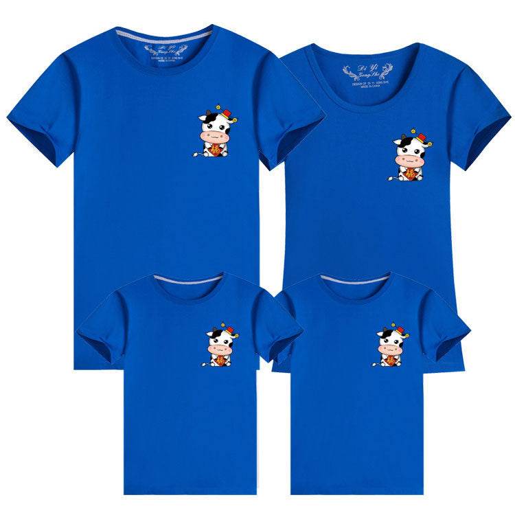 Small Picture Print Short-sleeved Cute Parent-child Outfit - Mubimart
