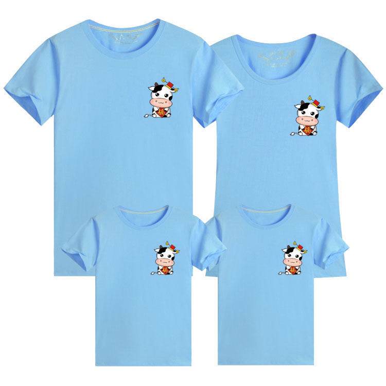 Small Picture Print Short-sleeved Cute Parent-child Outfit - Mubimart