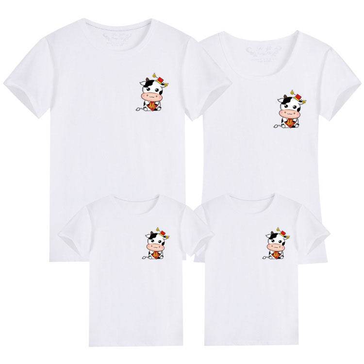 Small Picture Print Short-sleeved Cute Parent-child Outfit - Mubimart