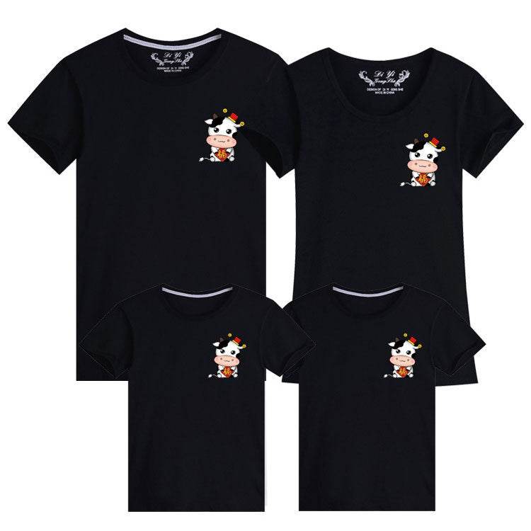 Small Picture Print Short-sleeved Cute Parent-child Outfit - Mubimart
