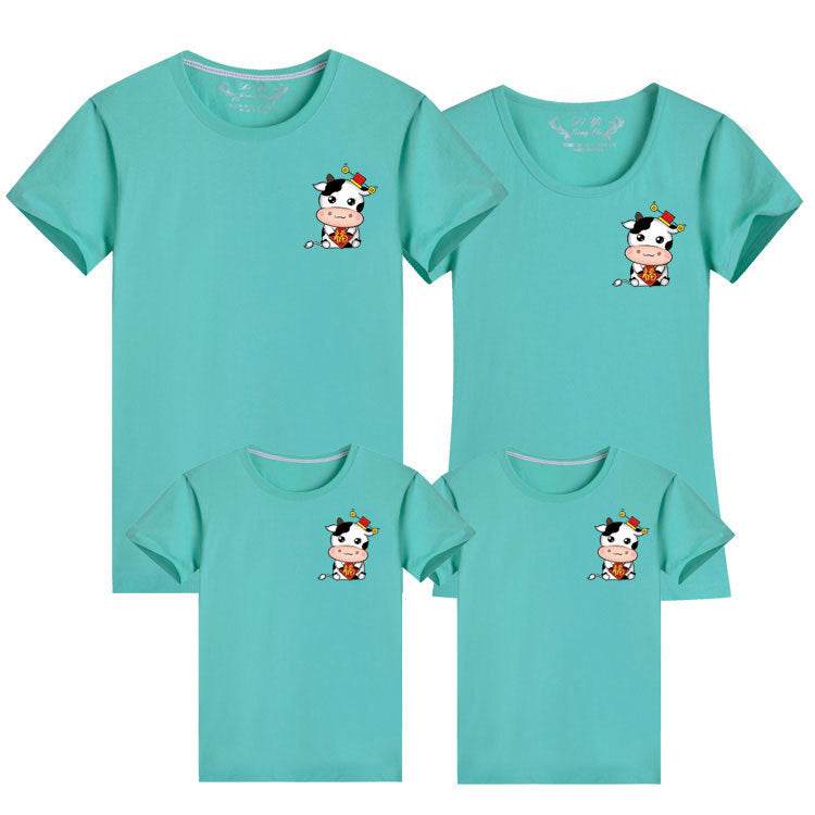 Small Picture Print Short-sleeved Cute Parent-child Outfit - Mubimart