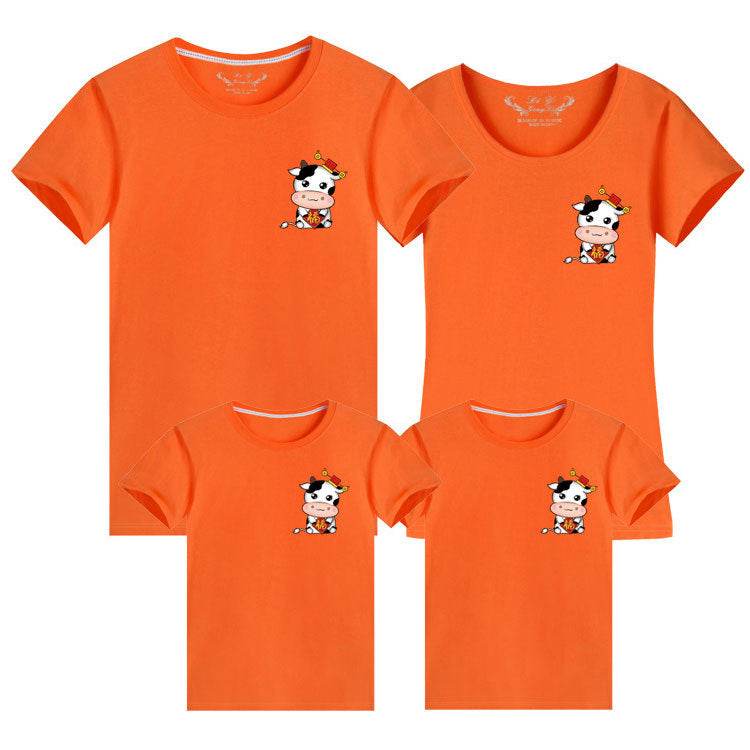 Small Picture Print Short-sleeved Cute Parent-child Outfit - Mubimart
