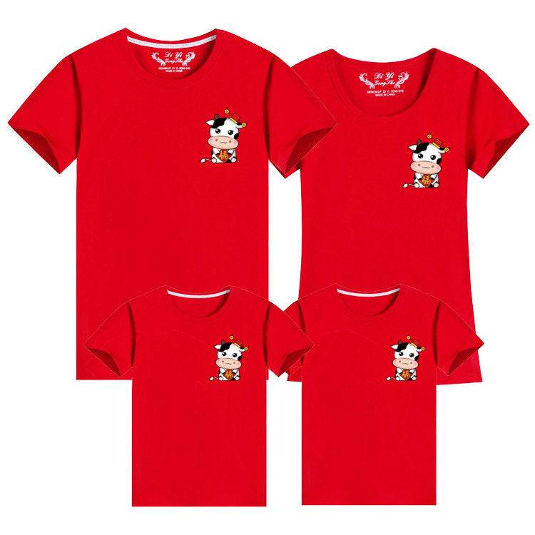 Small Picture Print Short-sleeved Cute Parent-child Outfit - Mubimart