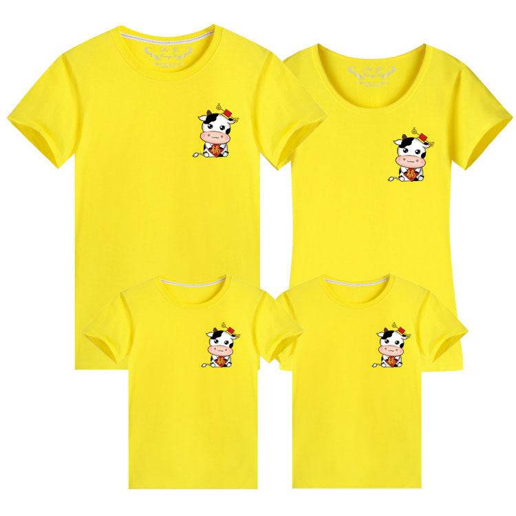 Small Picture Print Short-sleeved Cute Parent-child Outfit - Mubimart