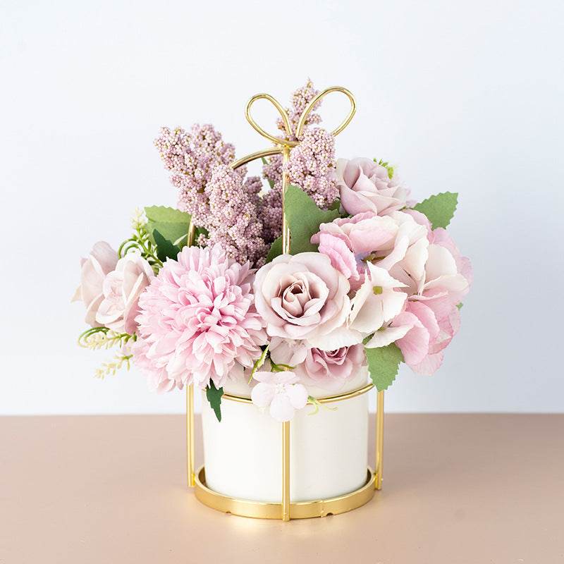 Small Potted Plants Ins Dried Flower Bouquet Simulation Flowers Fake Flowers Living Room Decoration Ornaments Tea Table Spring Festival Floral New Year Decorations - Mubimart