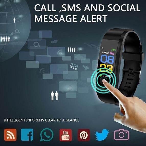 Smart Bracelet With Bluetooth Wristband Heart Rate Monitor Watch Activity Fitness Tracker - Mubimart