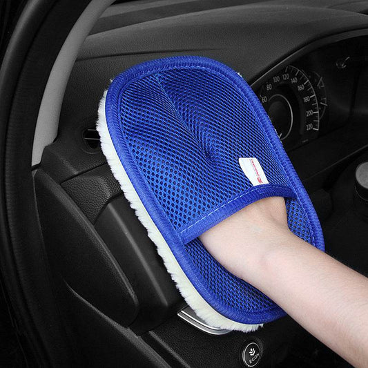 Soft Fleece Car Thickened Waxing Gloves Cleaning Tool - Mubimart