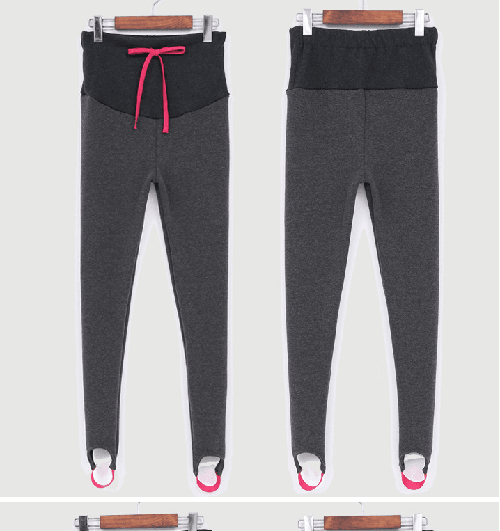 South Korea maternity new winter pregnant women foot leggings and cashmere trousers abdomen supporting feet thick spot - Mubimart