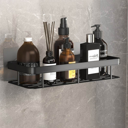 Space Aluminum Shelf Bathroom Black Rectangular Wall Hanging Kitchen And Bathroom Dual-use Shelf - Mubimart