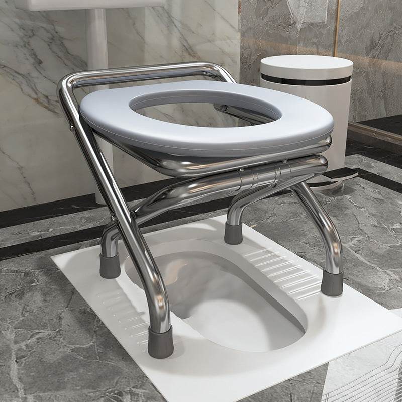 Spot Folding Stainless Steel Elderly Household Potty Seat Mobile Commode Toilet Toilet Chair Patient Commode Chairs - Mubimart