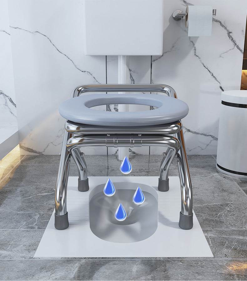 Spot Folding Stainless Steel Elderly Household Potty Seat Mobile Commode Toilet Toilet Chair Patient Commode Chairs - Mubimart