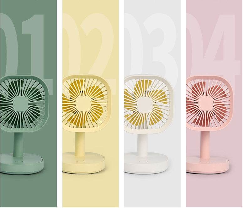Square Three-speed Adjustable USB Small Fan With Lamp Desktop Portable Fan - Mubimart