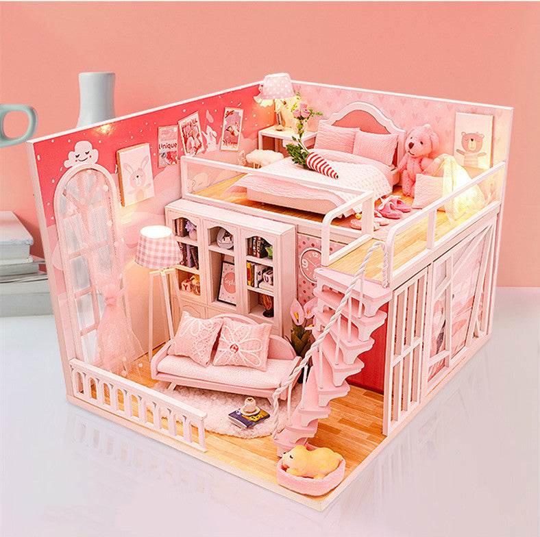 Stable Happiness Hut Hand-assembled Doll House Mini Scene Wooden House - Mubimart