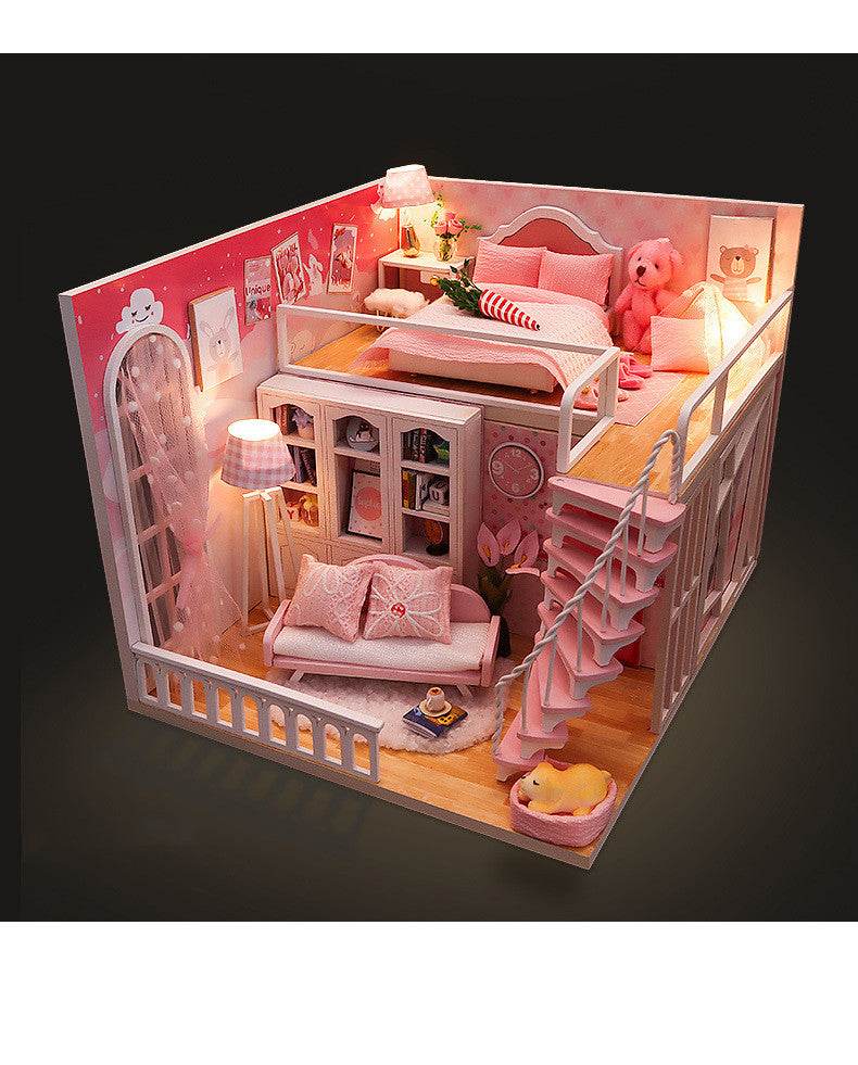 Stable Happiness Hut Hand-assembled Doll House Mini Scene Wooden House - Mubimart