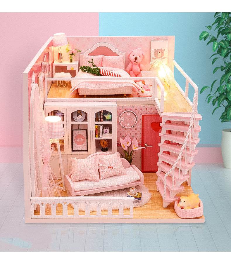 Stable Happiness Hut Hand-assembled Doll House Mini Scene Wooden House - Mubimart