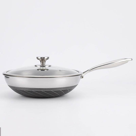 Stainless Steel Double-sided Honeycomb Frying Pan For Home Use - Mubimart