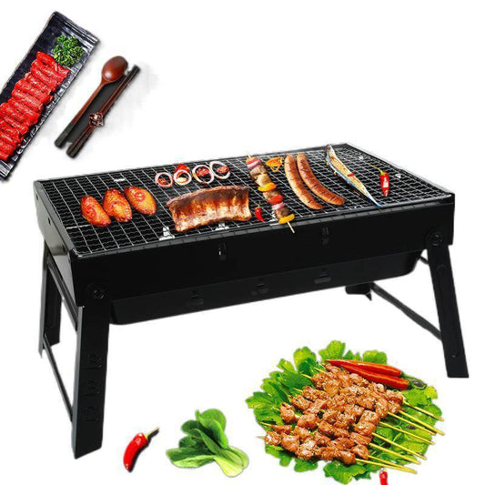 Stainless Steel Folding Barbecue Grill Charcoal Grill Korean Skewers Grill - Mubimart