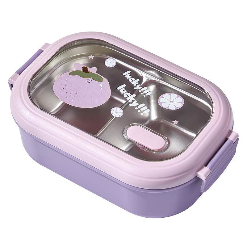 Stainless Steel Lunch Box Fruit Printed Student Lunch - Mubimart