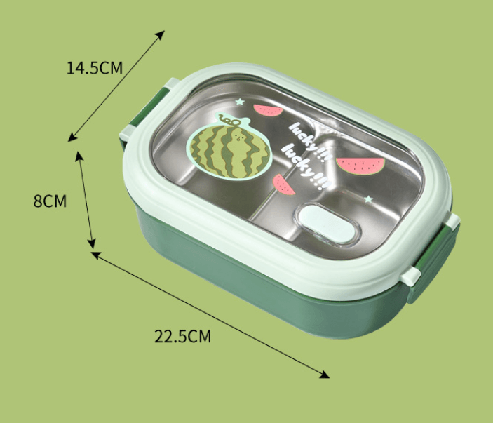 Stainless Steel Lunch Box Fruit Printed Student Lunch - Mubimart