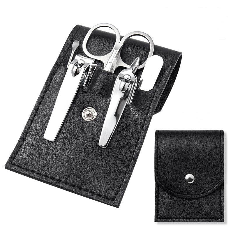 Stainless Steel Nail Clipper Household Ear Spoon Pedicure Cutter Scissors Cuticle Tool Travel Case Kit - Mubimart