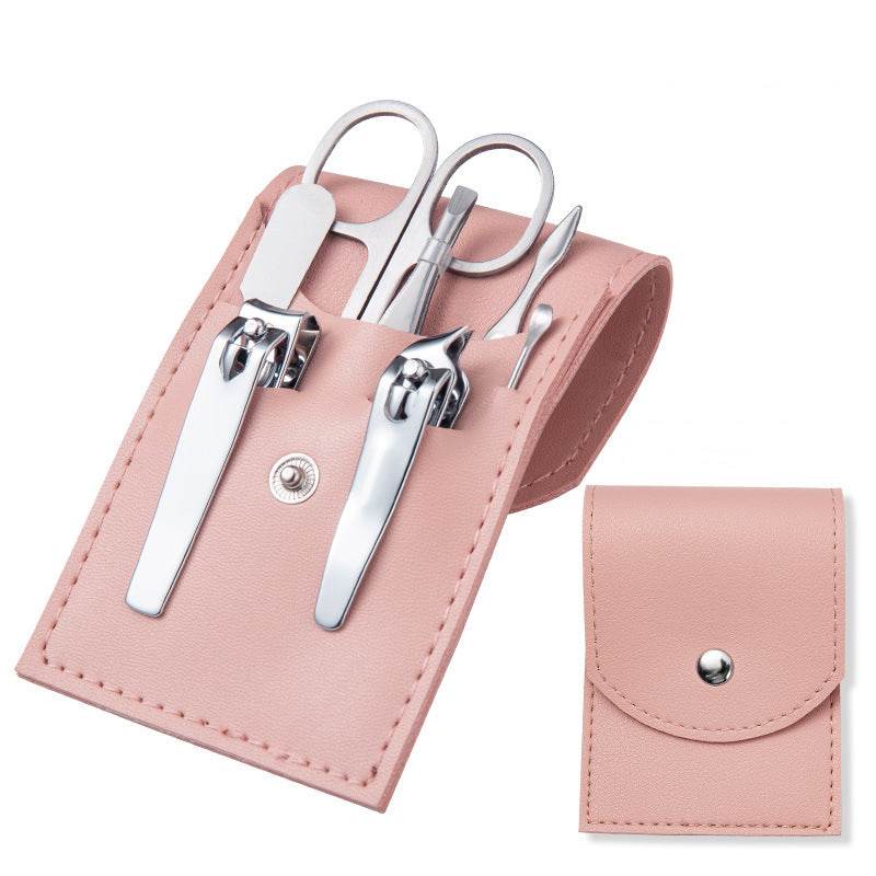Stainless Steel Nail Clipper Household Ear Spoon Pedicure Cutter Scissors Cuticle Tool Travel Case Kit - Mubimart