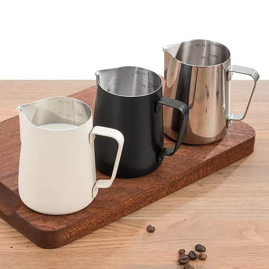 Stainless Steel Pitcher Pointed Thickened Frothing Pitcher Household Milk Cylinder - Mubimart