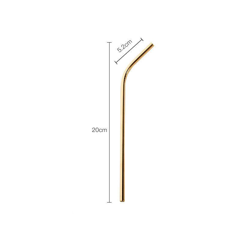 Stainless Steel Straws Titanium-Plated Color Milk Tea Coffee Beverage Metal Straws Set - Mubimart