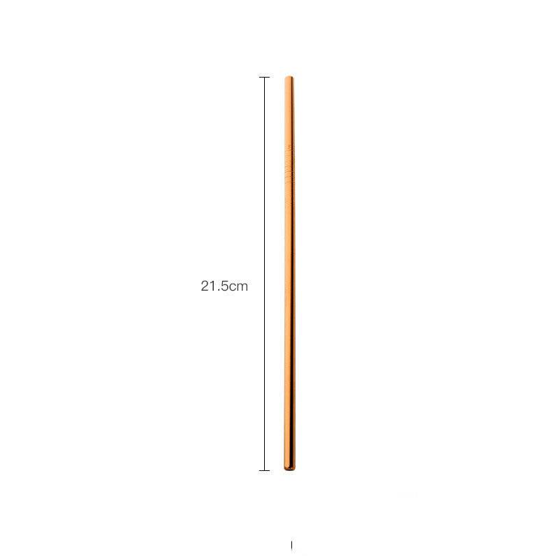 Stainless Steel Straws Titanium-Plated Color Milk Tea Coffee Beverage Metal Straws Set - Mubimart