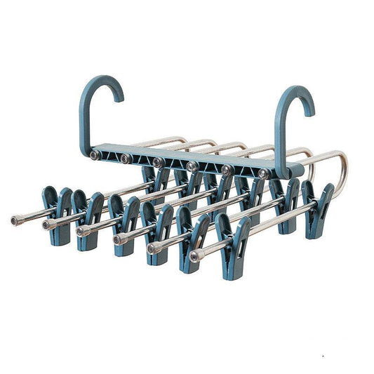 Stainless Steel Telescopic Folding Multifunctional Multi-layer Trouser Rack Pants Hanger - Mubimart