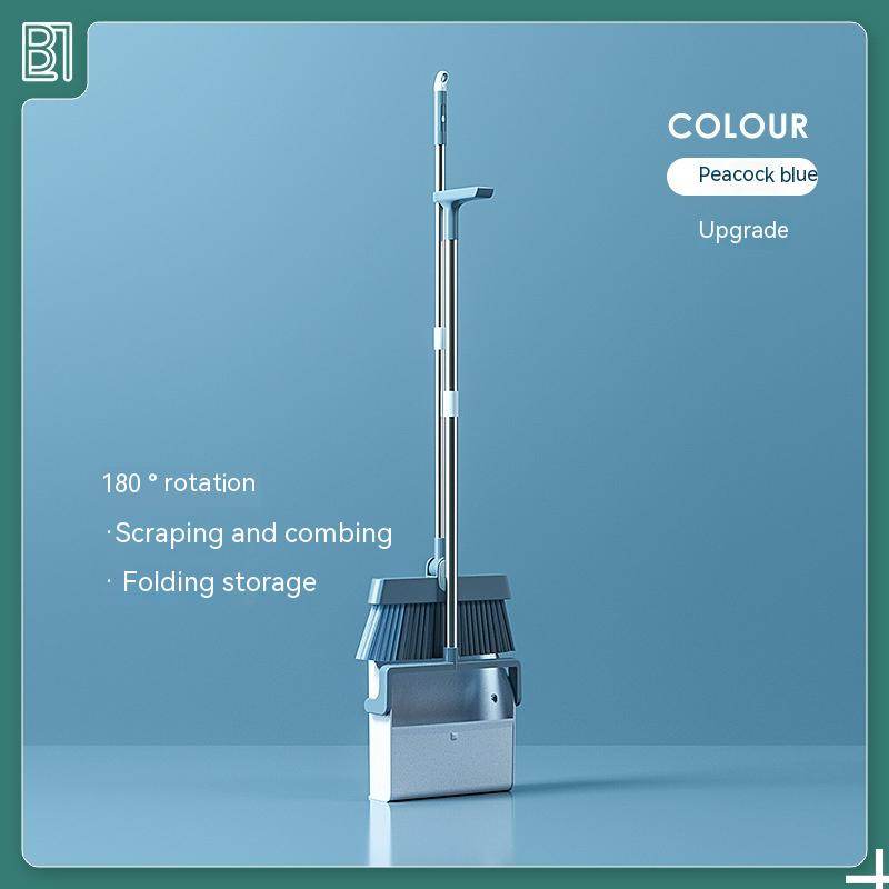 Standing Broom With Comb Teeth Dustpan Set - Mubimart