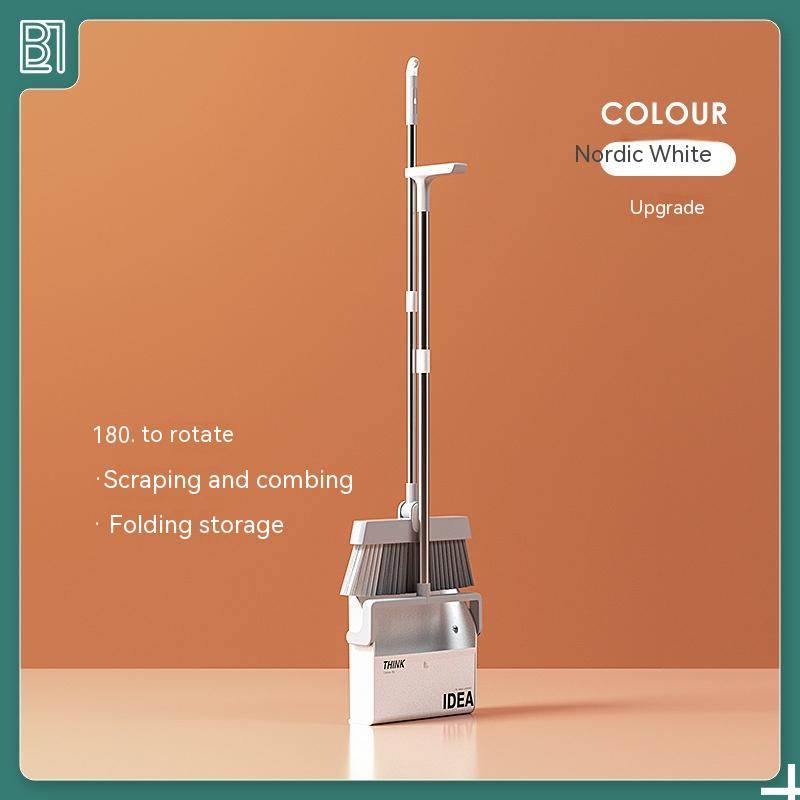 Standing Broom With Comb Teeth Dustpan Set - Mubimart