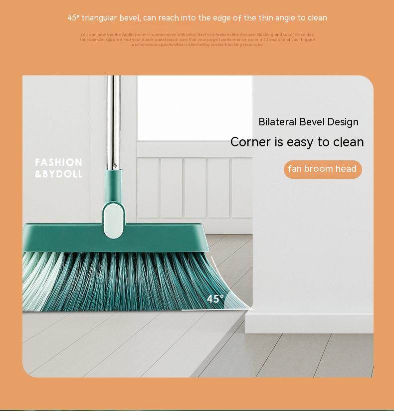 Standing Broom With Comb Teeth Dustpan Set - Mubimart