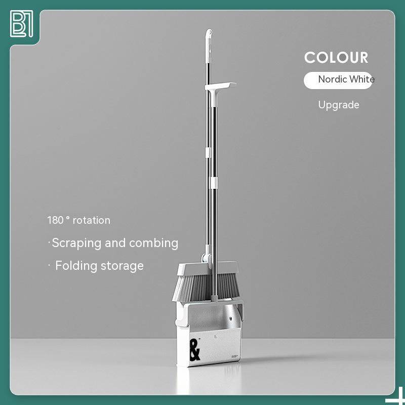 Standing Broom With Comb Teeth Dustpan Set - Mubimart