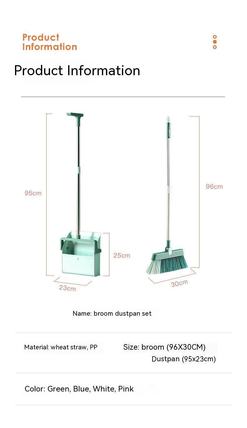Standing Broom With Comb Teeth Dustpan Set - Mubimart
