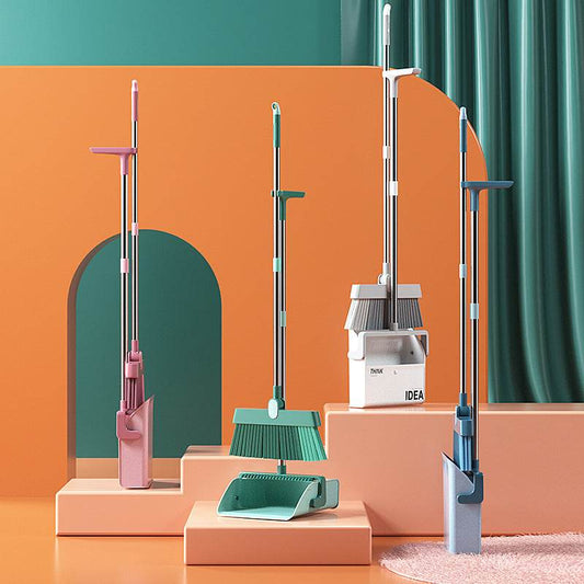 Standing Broom With Comb Teeth Dustpan Set - Mubimart