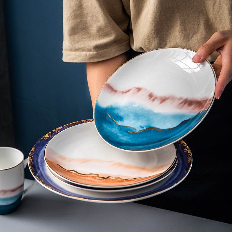Steak Plate Ceramic Western Food Plate - Mubimart