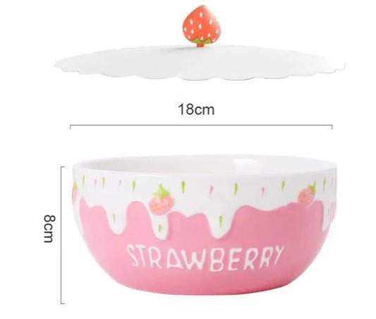 Strawberry-Bowl-Ceramic-Home-Breakfast-Bowl-Creative-Instant-Noodle-Bowl-Mubimart-1590 - Mubimart